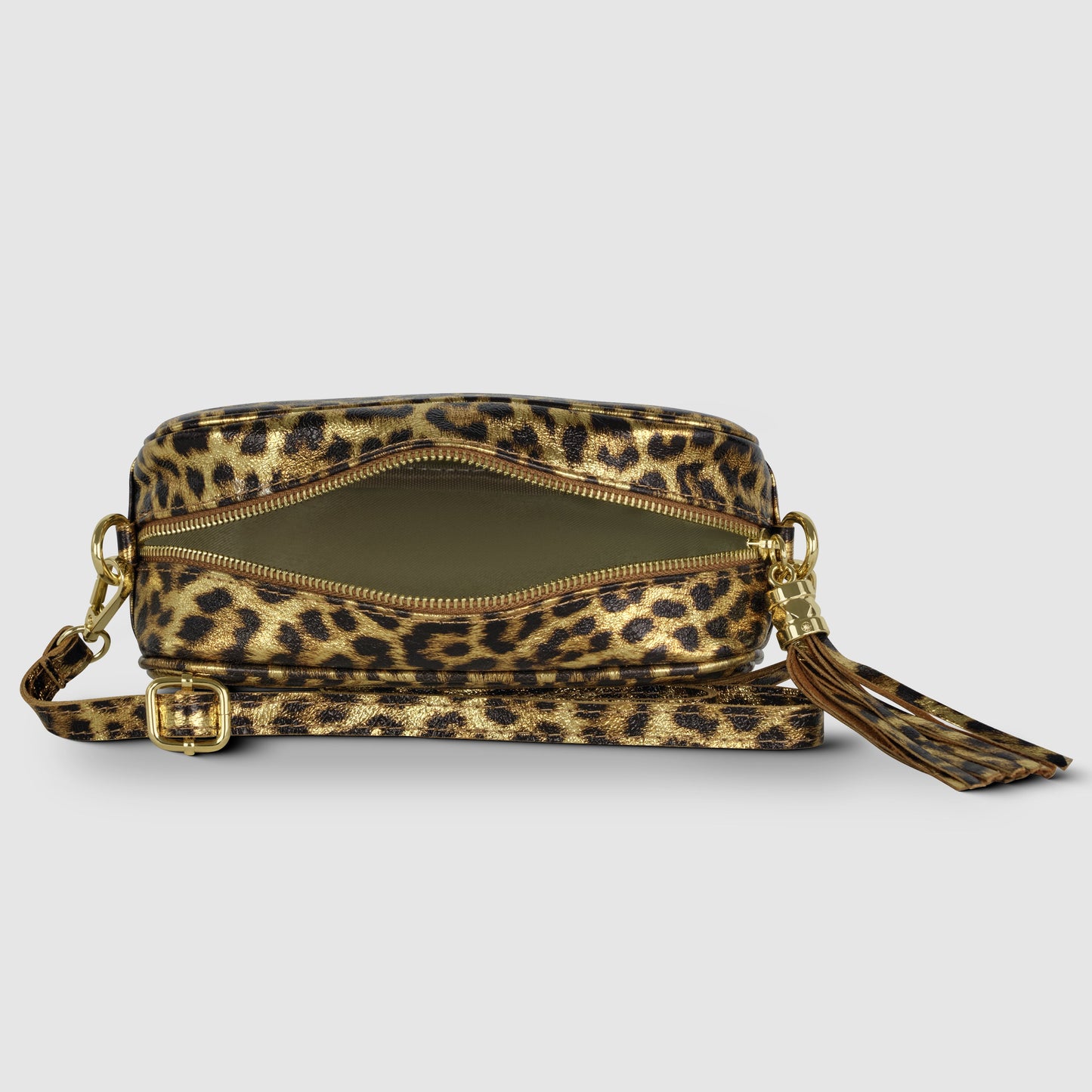Leopard Metallic Suede Leather Crossbody Bag