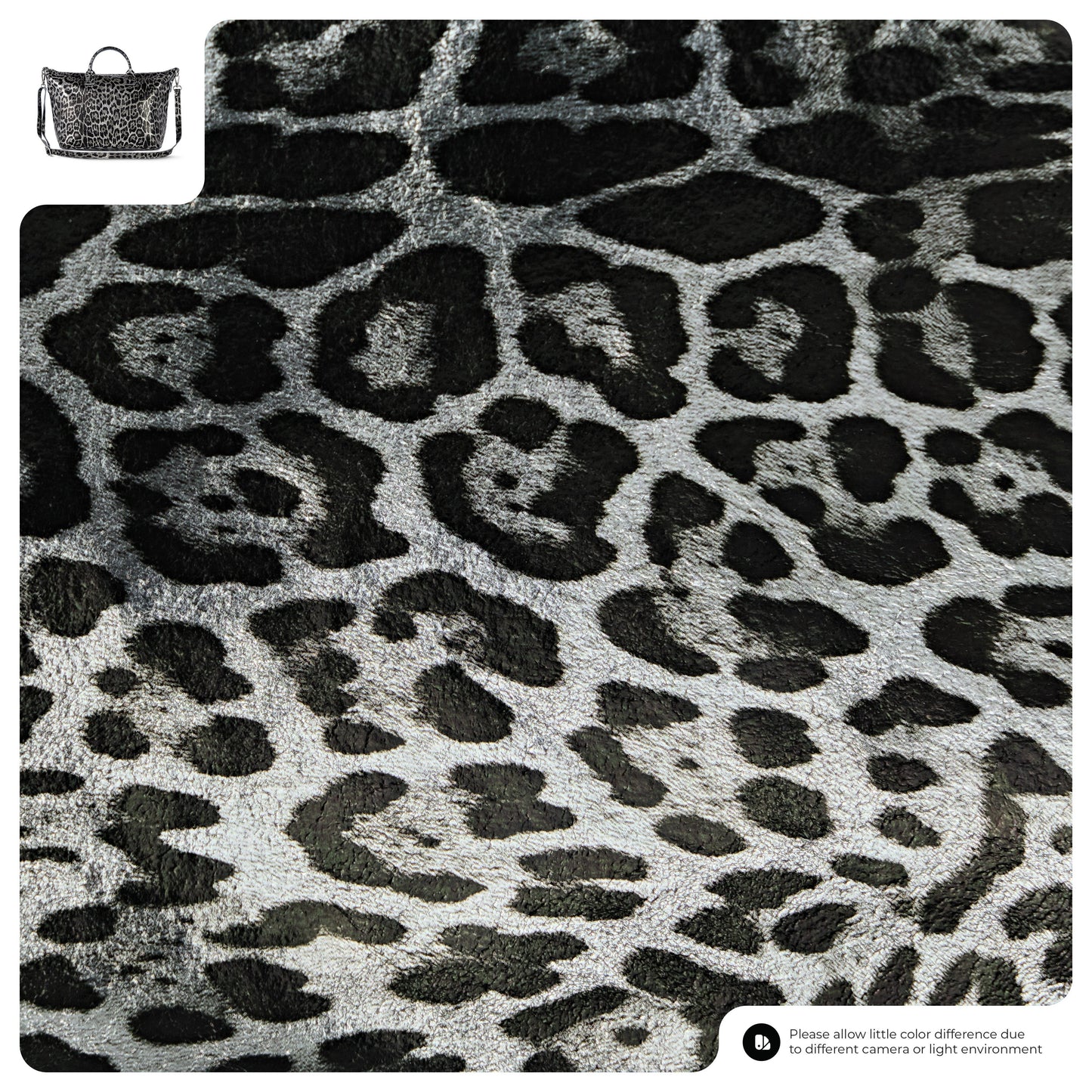 Leopard Metallic Suede Leather Top-Handle Bag