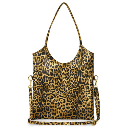 Leopard Metallic Suede Leather Tote Bag