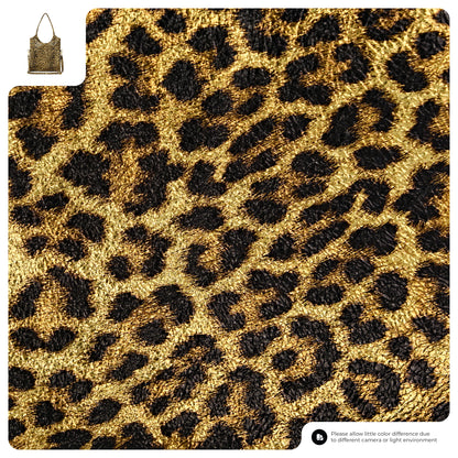 Leopard Metallic Suede Leather Tote Bag