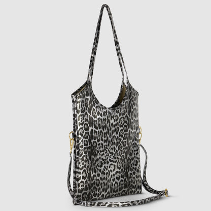 Leopard Metallic Suede Leather Tote Bag
