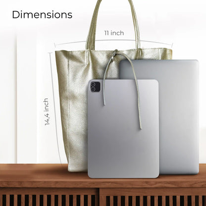 Metallic Calf Leather Tote Bag