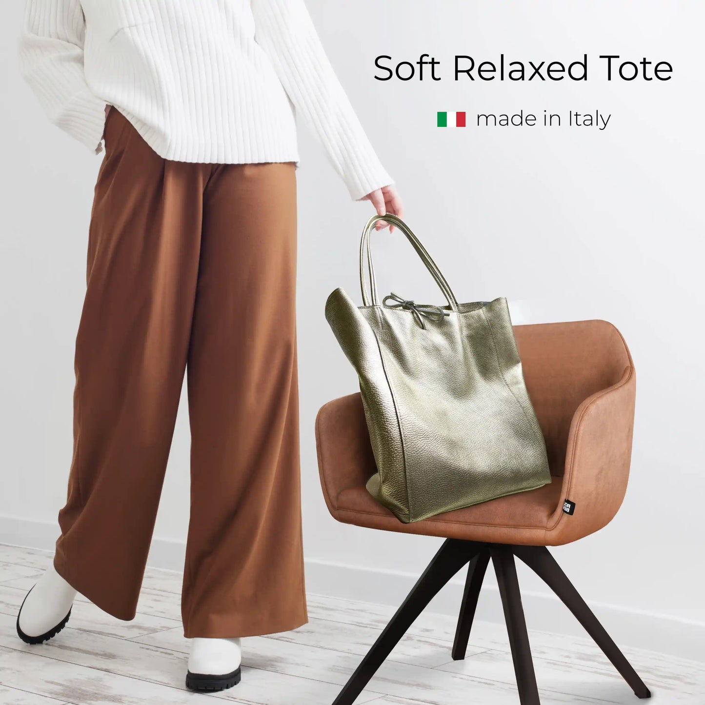 Metallic Calf Leather Tote Bag