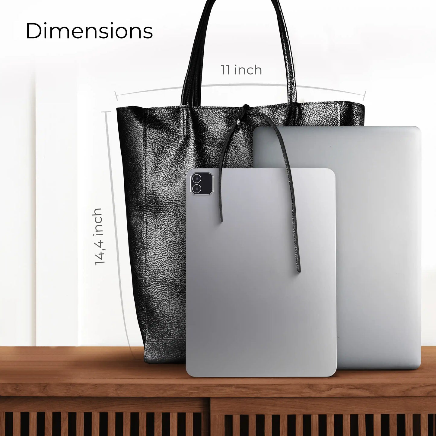 Metallic Calf Leather Tote Bag