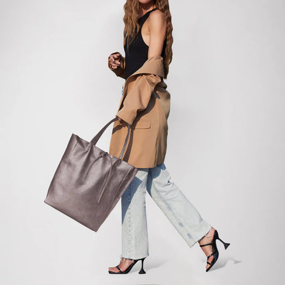 Metallic Calf Leather Tote Bag