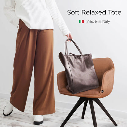 Metallic Calf Leather Tote Bag