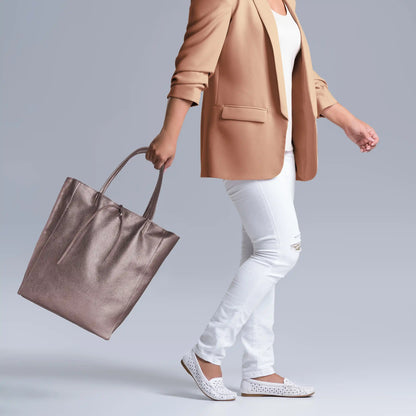 Metallic Calf Leather Tote Bag