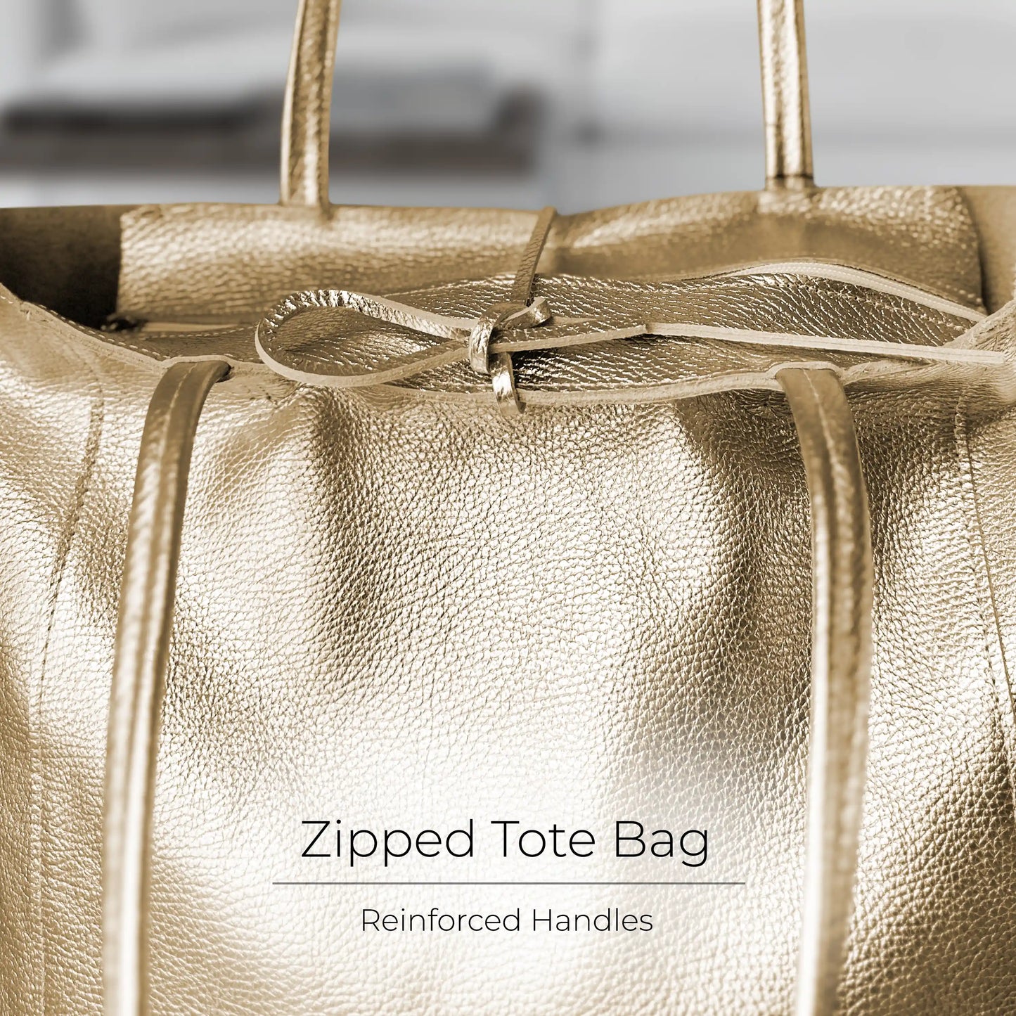 Metallic Calf Leather Tote Bag