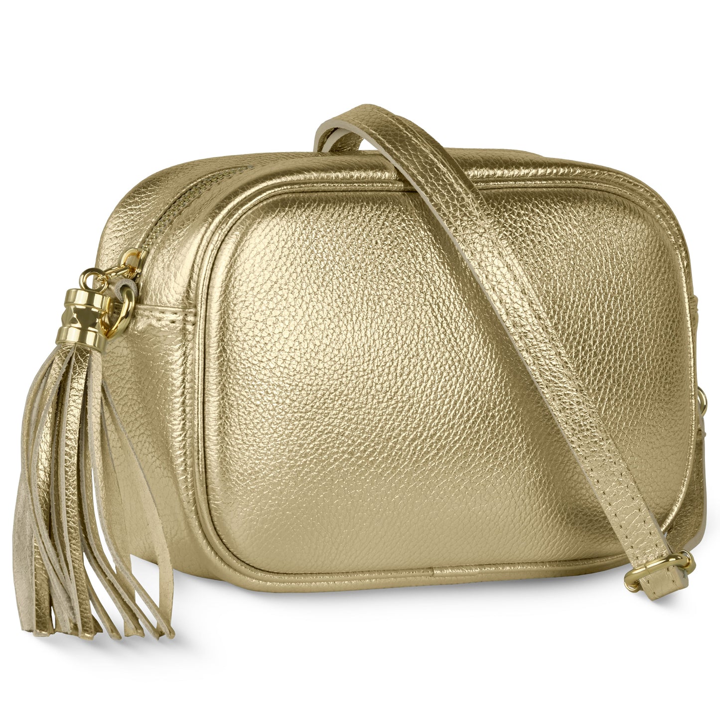 Metallic Calf Leather Crossbody Bag