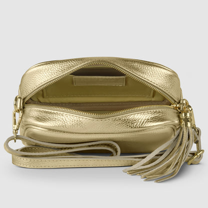 Metallic Calf Leather Crossbody Bag