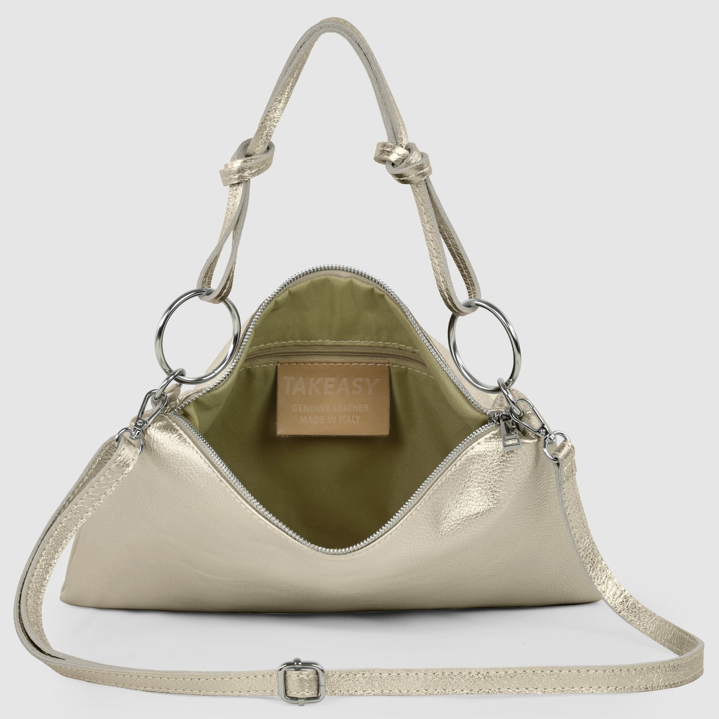 Metallic Calf Leather Shoulder Bag