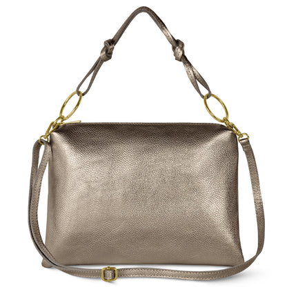 Metallic Calf Leather Shoulder Bag