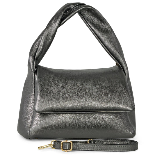 Metallic Calf Leather Top-Handle Bag
