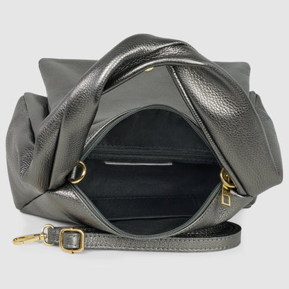 Metallic Calf Leather Top-Handle Bag