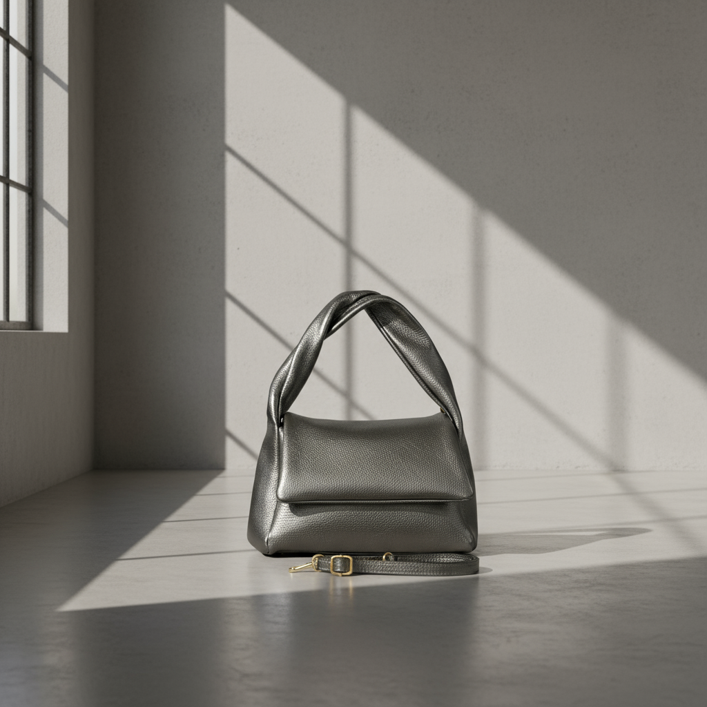 Metallic Calf Leather Top-Handle Bag