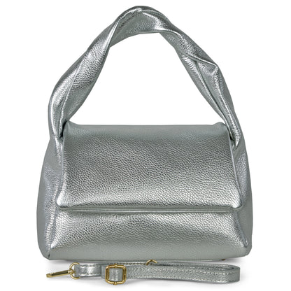 Metallic Calf Leather Top-Handle Bag