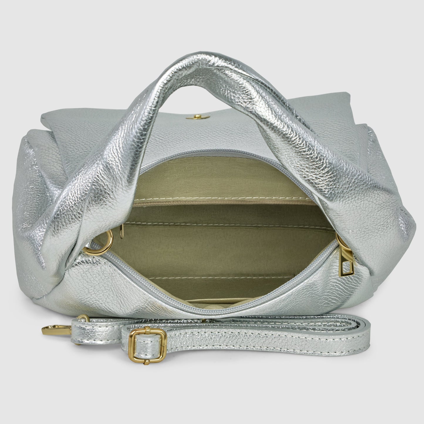 Metallic Calf Leather Top-Handle Bag