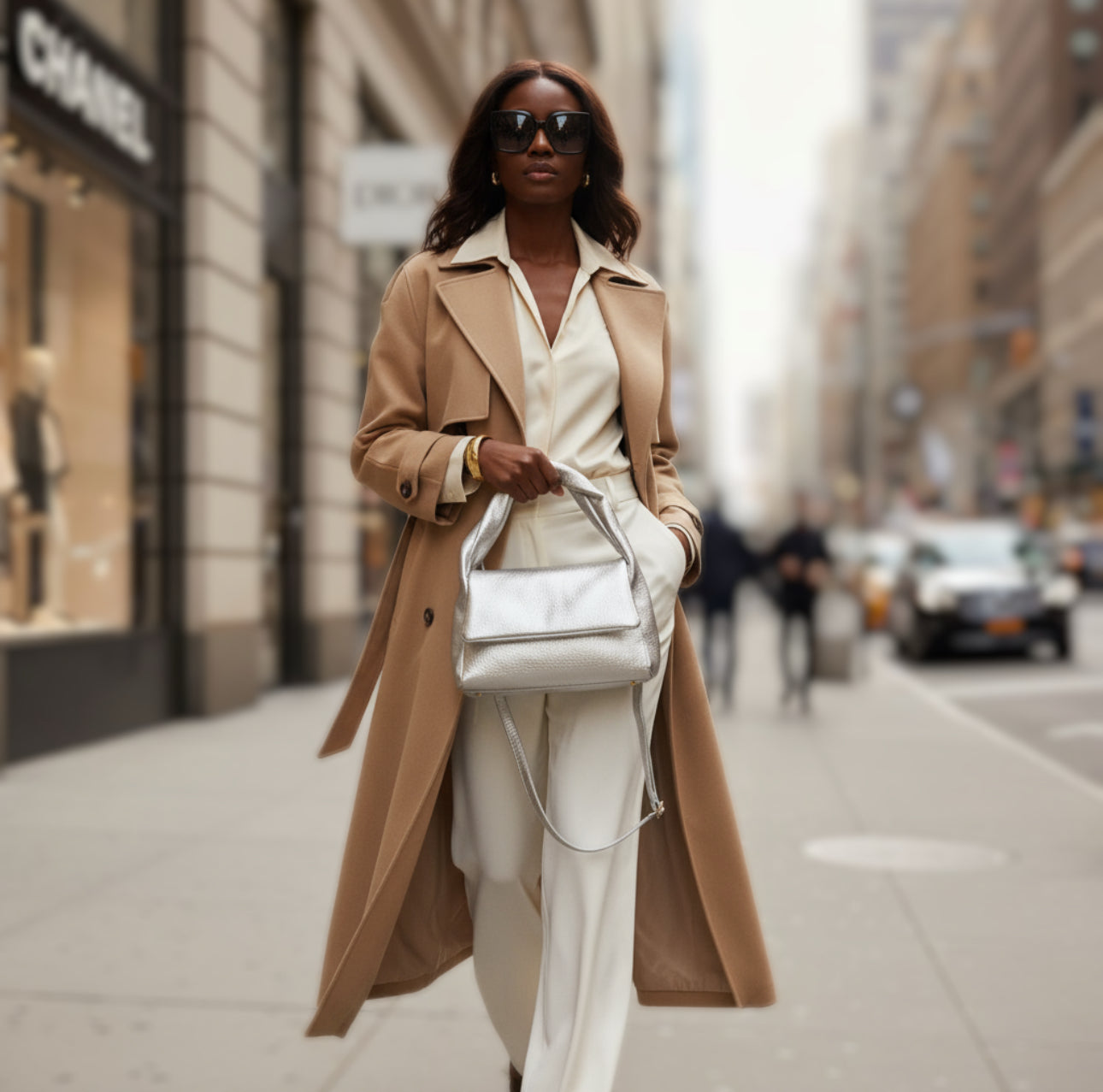 Metallic Calf Leather Top-Handle Bag