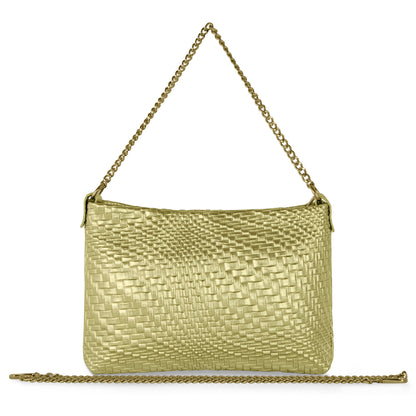 Grid Metallic Suede Leather Crossbody Bag