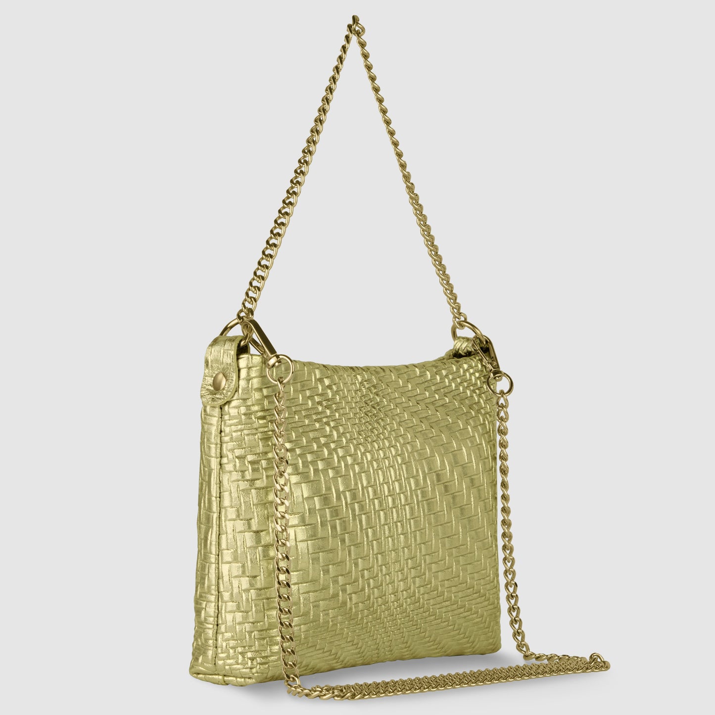 Grid Metallic Suede Leather Crossbody Bag