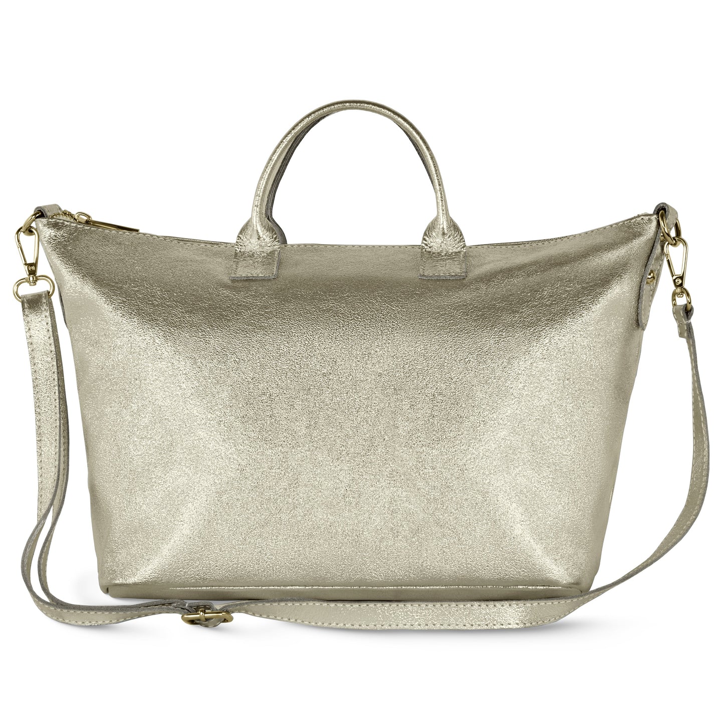 Metallic Suede Leather Top-Handle Bag