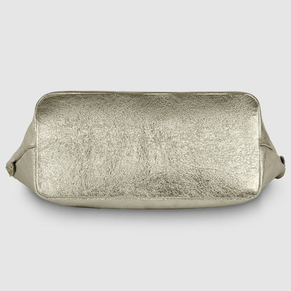 Metallic Suede Leather Top-Handle Bag