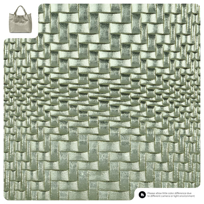 Grid Metallic Suede Leather Top-Handle Bag