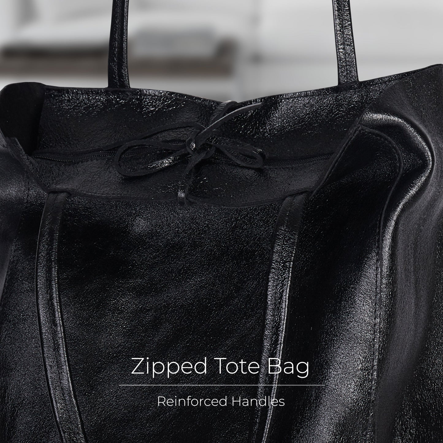 Metallic Suede Leather Tote Bag