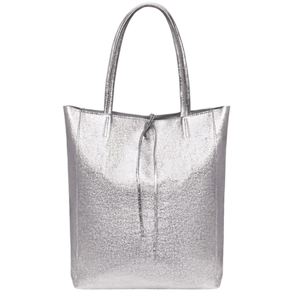 Metallic Suede Leather Tote Bag