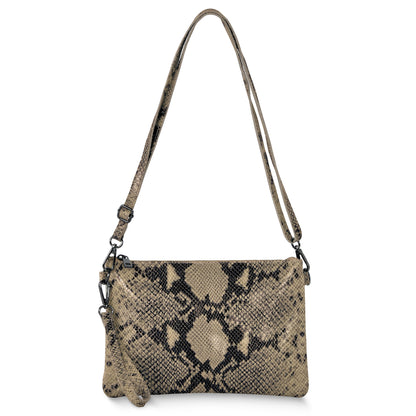 Python-Print Suede Crossbody Bag