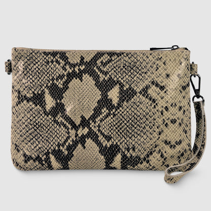 Python-Print Suede Crossbody Bag