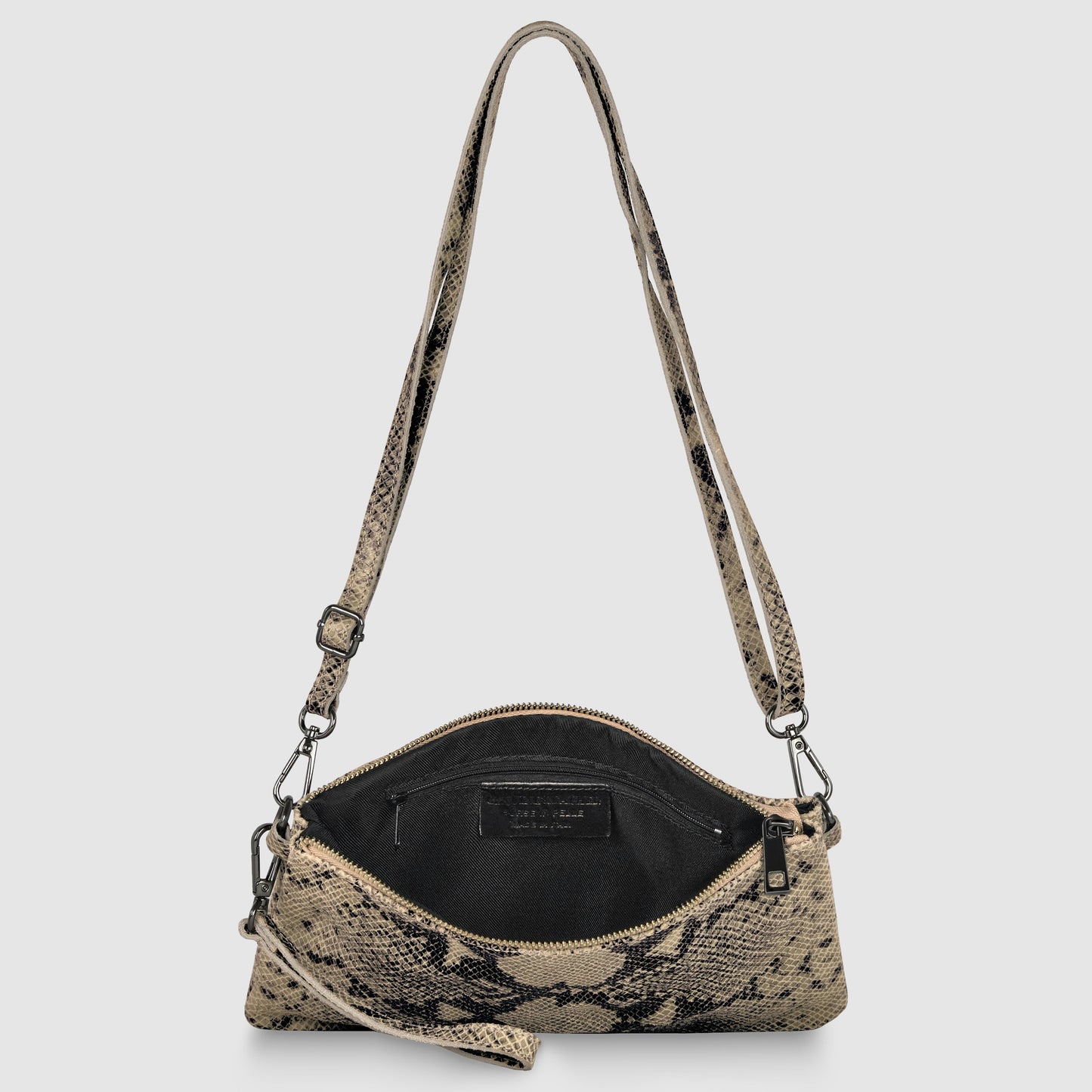 Python-Print Suede Crossbody Bag