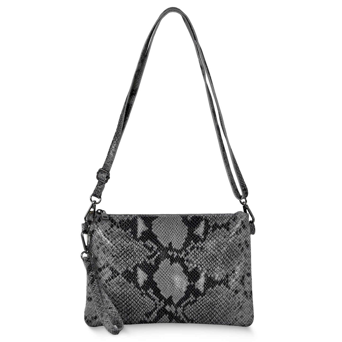 Python-Print Suede Crossbody Bag
