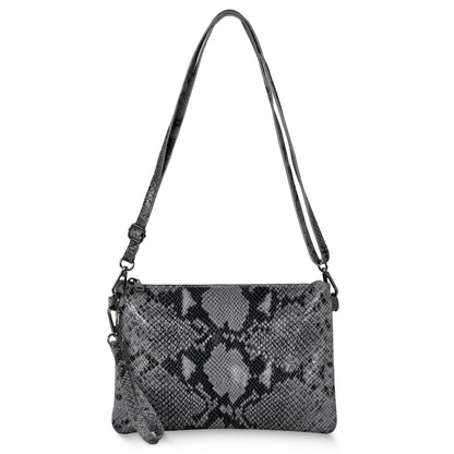 Python-Print Suede Crossbody Bag