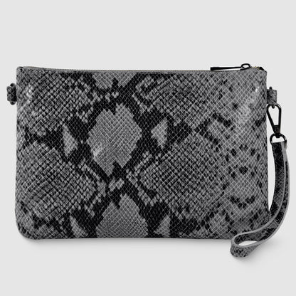 Python-Print Suede Crossbody Bag