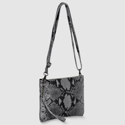 Python-Print Suede Crossbody Bag