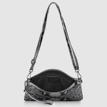 Python-Print Suede Crossbody Bag