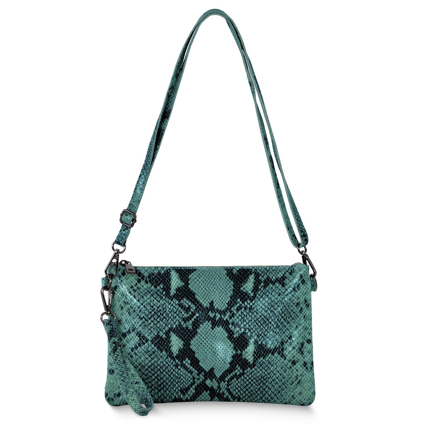 Python-Print Suede Crossbody Bag