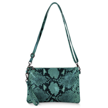 Python-Print Suede Crossbody Bag