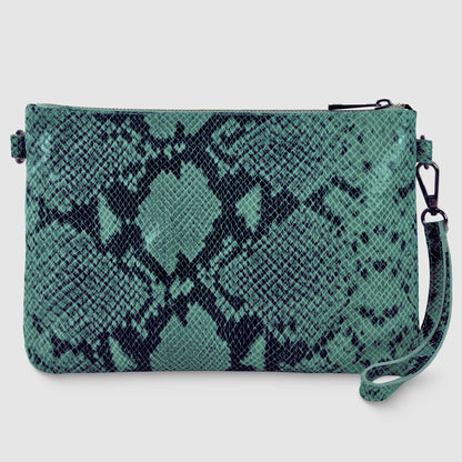 Python-Print Suede Crossbody Bag