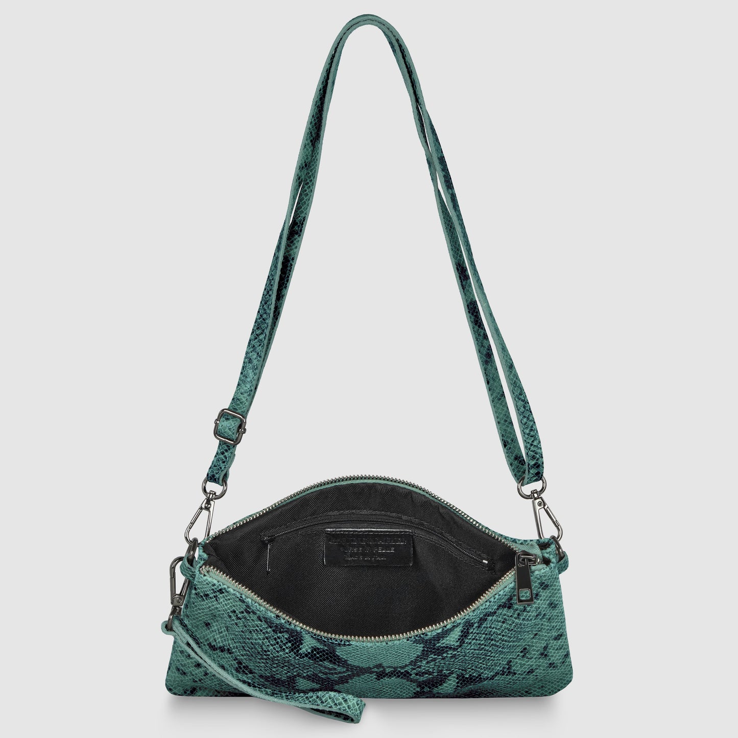 Python-Print Suede Crossbody Bag