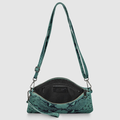 Python-Print Suede Crossbody Bag