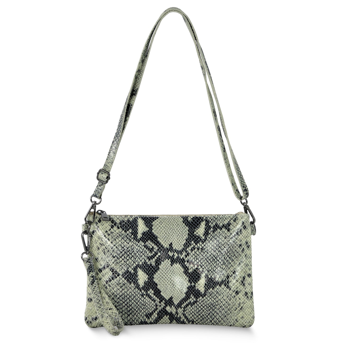 Python-Print Suede Crossbody Bag