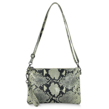 Python-Print Suede Crossbody Bag