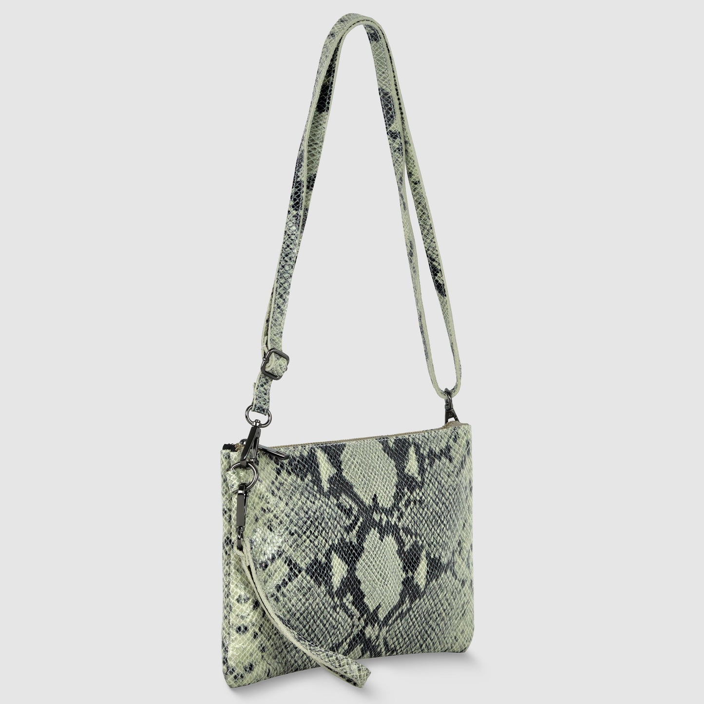 Python-Print Suede Crossbody Bag