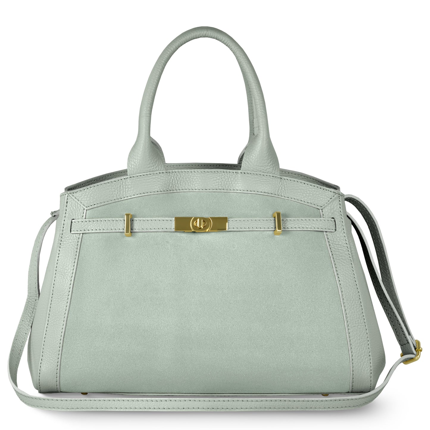 Calf & Suede Leather Top-Handle Bag