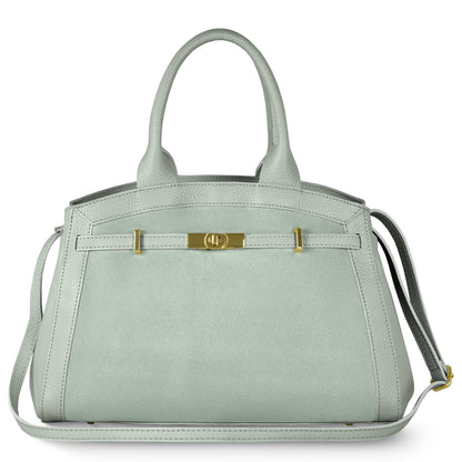 Calf & Suede Leather Top-Handle Bag