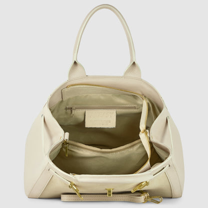 Calf & Suede Leather Top-Handle Bag