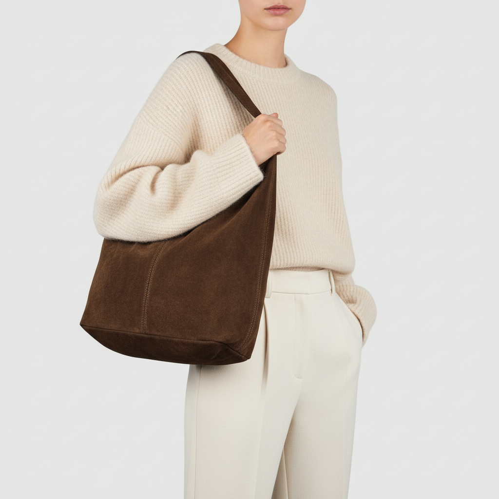 Suede Leather Hobo Bag