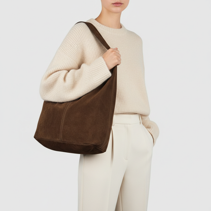 Suede Leather Hobo Bag